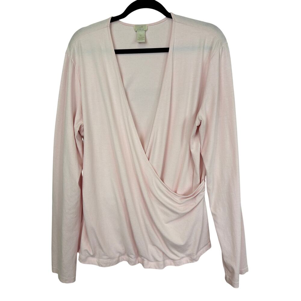 J. Jill Pink Deep V-Neck Faux Wrap Crossbody Tunic Top XL Tall